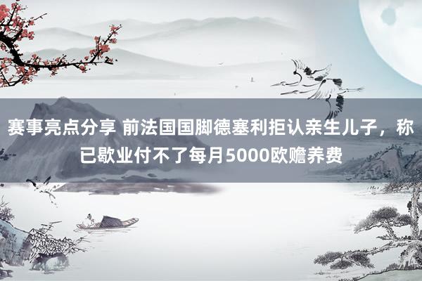 赛事亮点分享 前法国国脚德塞利拒认亲生儿子，称已歇业付不了每月5000欧赡养费