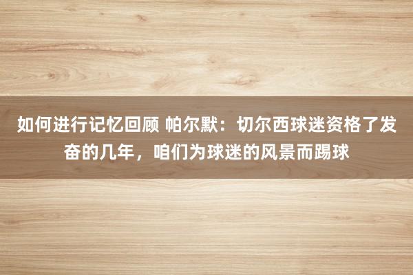 如何进行记忆回顾 帕尔默：切尔西球迷资格了发奋的几年，咱们为球迷的风景而踢球