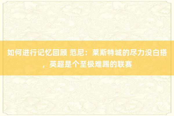 如何进行记忆回顾 范尼：莱斯特城的尽力没白搭，英超是个至极难踢的联赛