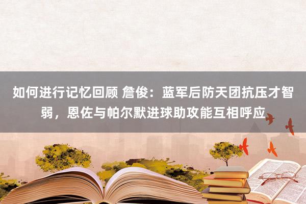 如何进行记忆回顾 詹俊：蓝军后防天团抗压才智弱，恩佐与帕尔默进球助攻能互相呼应