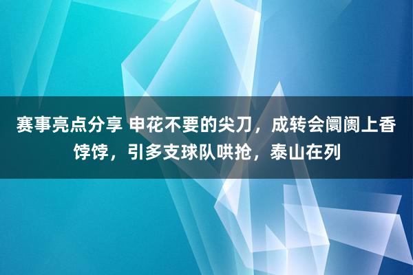 赛事亮点分享 申花不要的尖刀，成转会阛阓上香饽饽，引多支球队哄抢，泰山在列