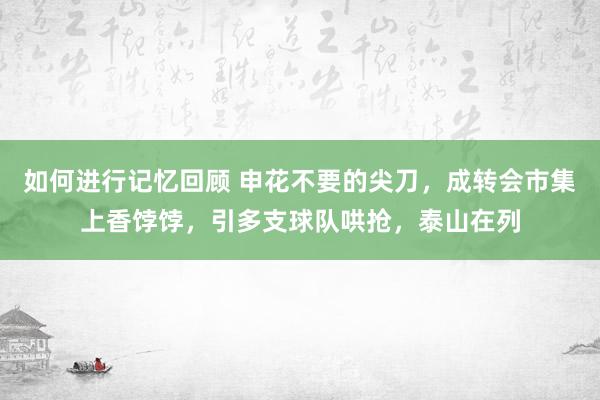 如何进行记忆回顾 申花不要的尖刀，成转会市集上香饽饽，引多支球队哄抢，泰山在列